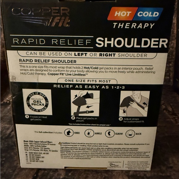 Copper Fit Rapid Shoulder Relief Wrap & 2 Gel Packs (Adjustable) Unisex OSFM - Picture 2 of 5